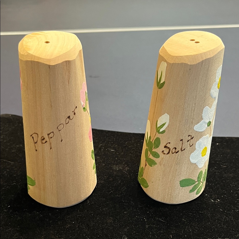 Hand-Painted Wooden Salt and Pepper Shakers